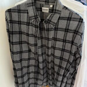 United Black and Gray Plaid Men's Casual Shirt